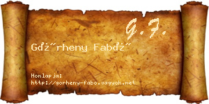 Görheny Fabó névjegykártya
